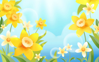 黄色卡通春天花朵GIF动态图春天背景